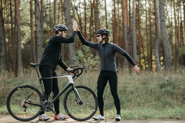 bikers high-five
