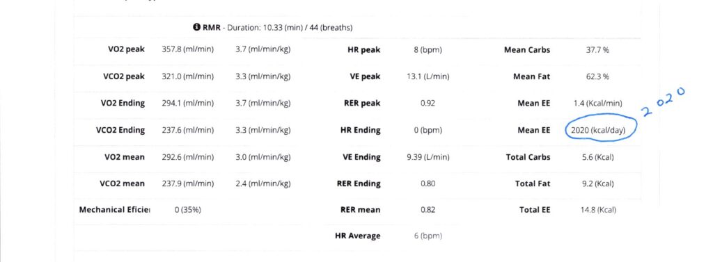 Calorie needs number BMR