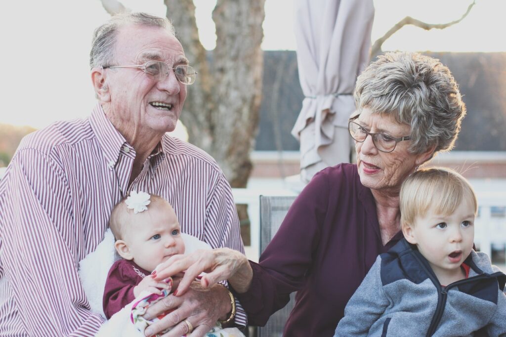 Seniors with children happy