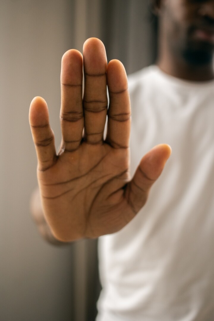 hand showing stop!